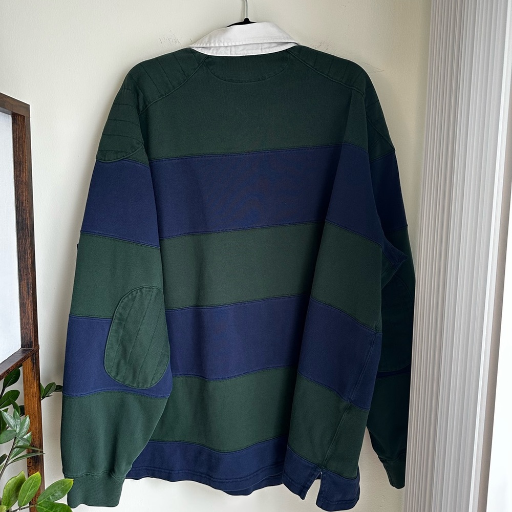 Vintage Polo by Ralph Lauren Hunter Green and Navy Rugby Shirt | Men’s 3XLT - Picture 5 of 5